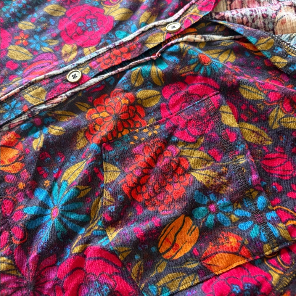 Natural Life Floral Button Front Long Sleeve Dress Boho Red/Pink - Size M - Picture 6 of 6